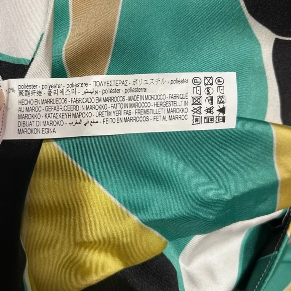 ZARA Womens High Waisted Wide Leg Satin Multicolor Abstract Print Pants SZ L NWT - Picture 6 of 6